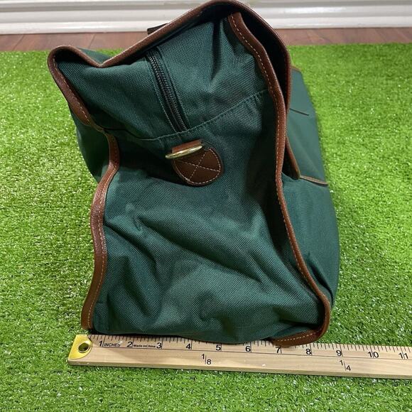 Vintage Polo Ralph Lauren Green Brown Large Duffle Bag Canvas Weekender Travel - Picture 7 of 8